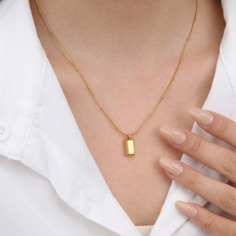 Golden Bar Pendant Necklace