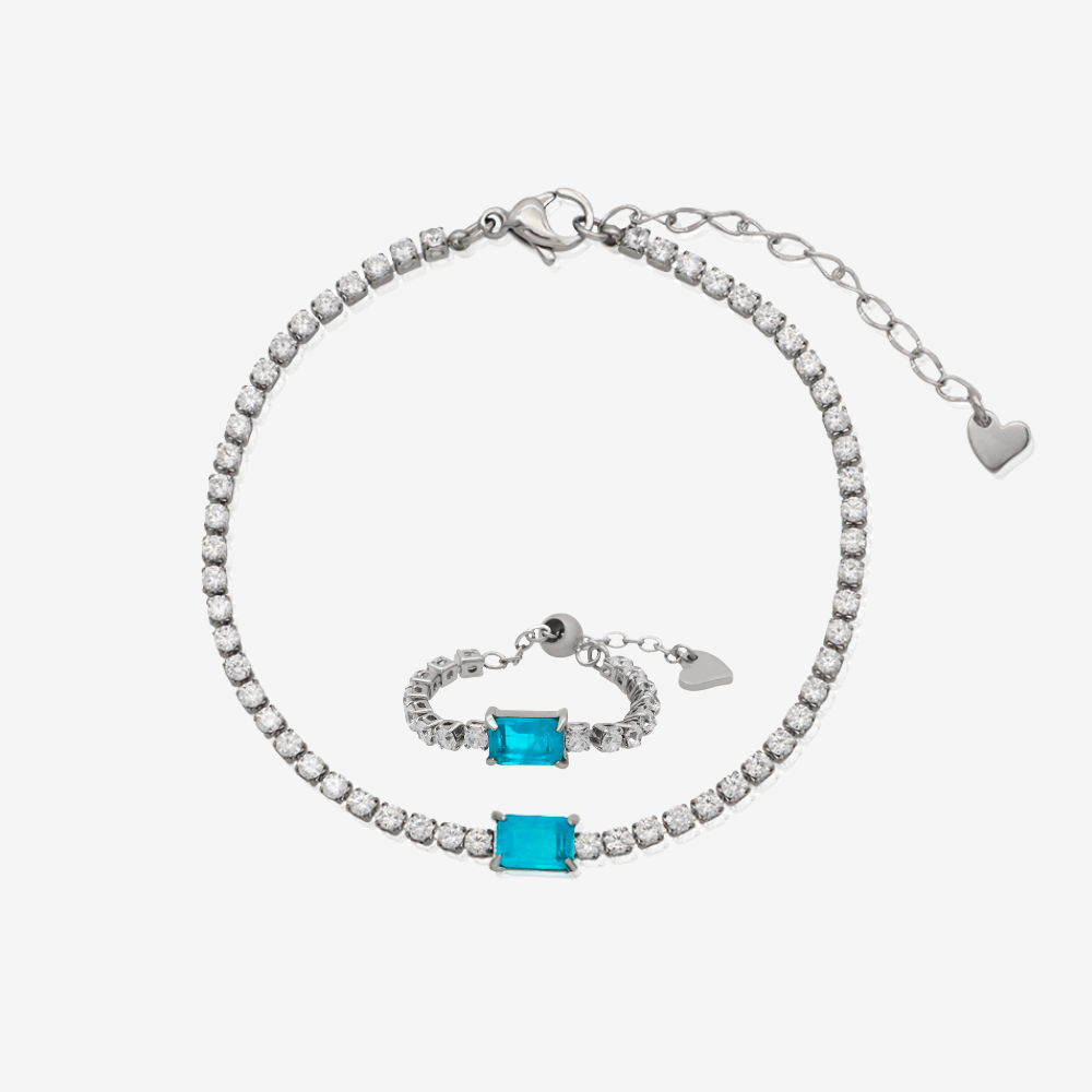 Azurée Bracelet & Ring Zircon Stone Set