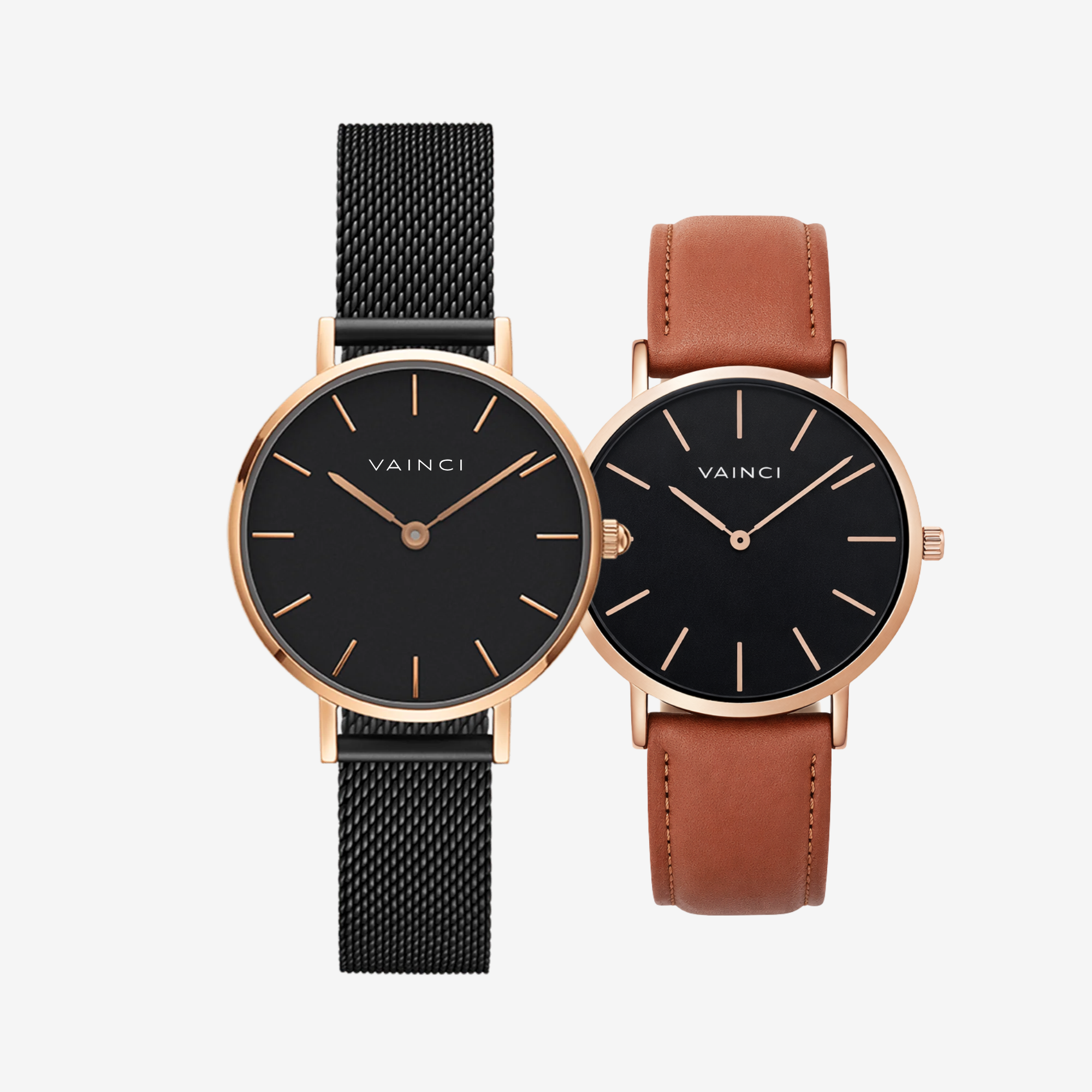 Valora + Noir Black & Rose Gold Watches